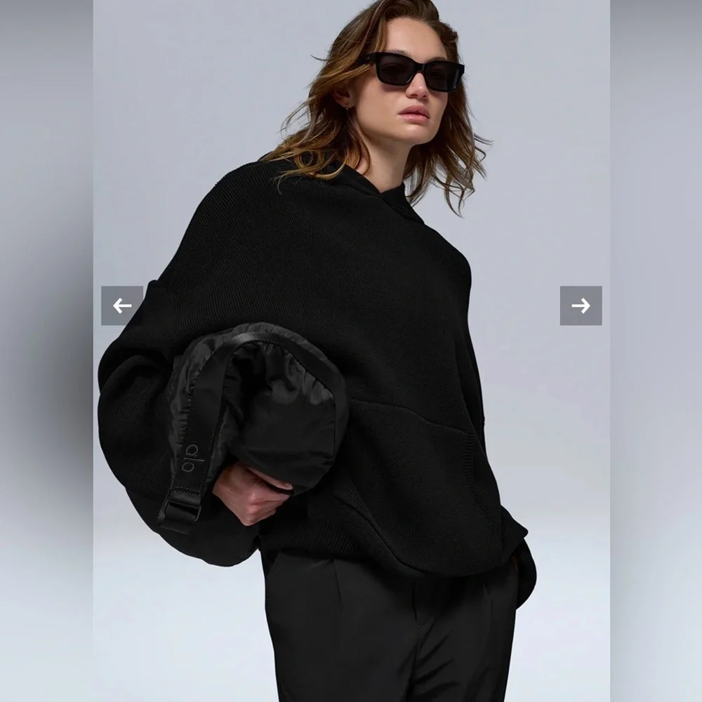 ALO Yoga Scholar Hooded Sweater Black Medium NWT
